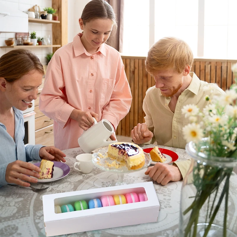 12Pcs Macaron Packaging Boxes with Clear Window, Transparent Cookie Gift Boxes, Cake Dessert Favor Box for Wedding Birthday Party Supplies Bakery Packaging 5