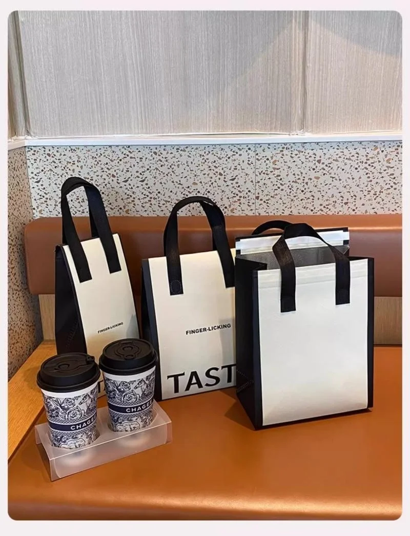 10pcs Non-Woven Insulated Tote Bags – Portable Reusable Fabric Pouches for Food, Cake, Drinks, and Snacks, Thermal Carrier Keeps Hot or Cold, Perfect for Delivery, Picnic, Grocery, Work, School 8