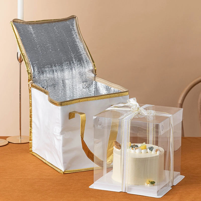 6/8/10 Inch Foldable Large Cooler Bag – Portable Insulated Cake and Food Thermal Box with Ice Pack, Waterproof Lunch Bag for Delivery, Picnic, Office, Reusable Food Carrier for Cakes, Meals, Drinks - 图片 3