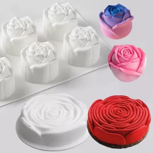 Valentine’s Day Rose Silicone Cake Mold – Non-Stick Mousse Pastry Mold for Baking, Easy Release Fondant Chocolate Candy Mould, Romantic Dessert Decorating Tools for Wedding, Party, Anniversary, Gift