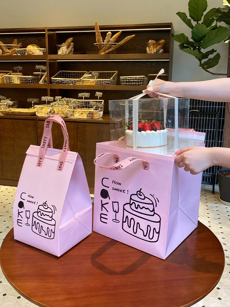 10pcs Disposable Aluminum Foil Insulated Cake Bags – Handheld Takeaway Packaging for 4/6/8/10 Inch Birthday Cakes, Portable Thermal Refrigerated Food Storage Pouches for Bakery & Delivery Use - 图片 5