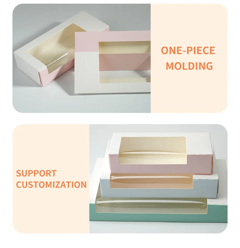 10Pcs Pure Color Foldable Cake Boxes with Clear Window, Bakery Pastry Boxes for Cupcakes, Chocolates, Muffins, Cookies, Wedding Birthday Baby Shower Party Favor Gift Packaging Paper Dessert Containers 3