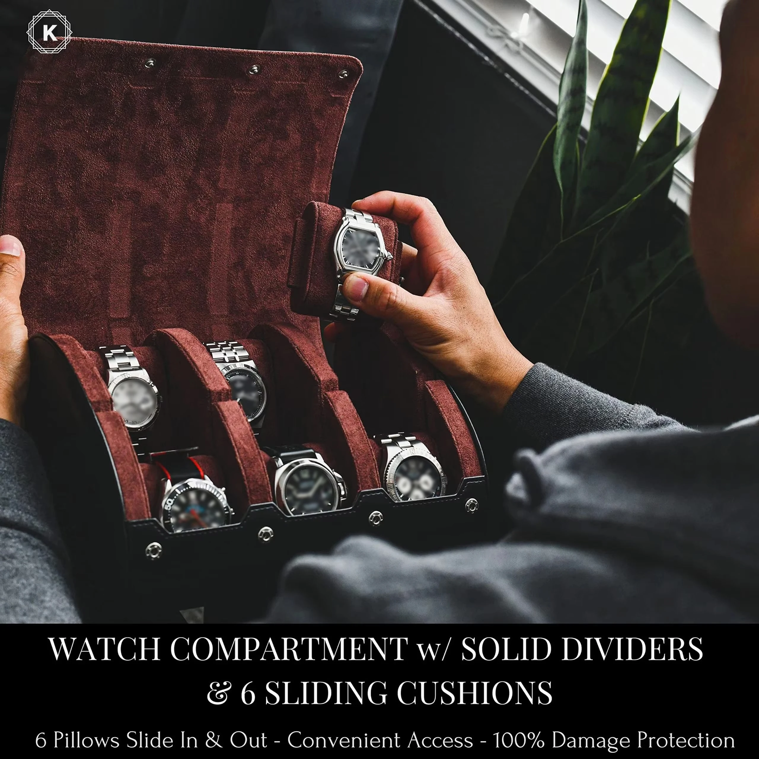Watch Travel Case Organizer ⌚ – 3/6 Slot PU Leather Watch Roll for Men & Women, Swiss-Inspired Design, Soft Suede Interior, Anti-Scratch & Stable Display Case, Perfect Gift for Watch Lovers 4