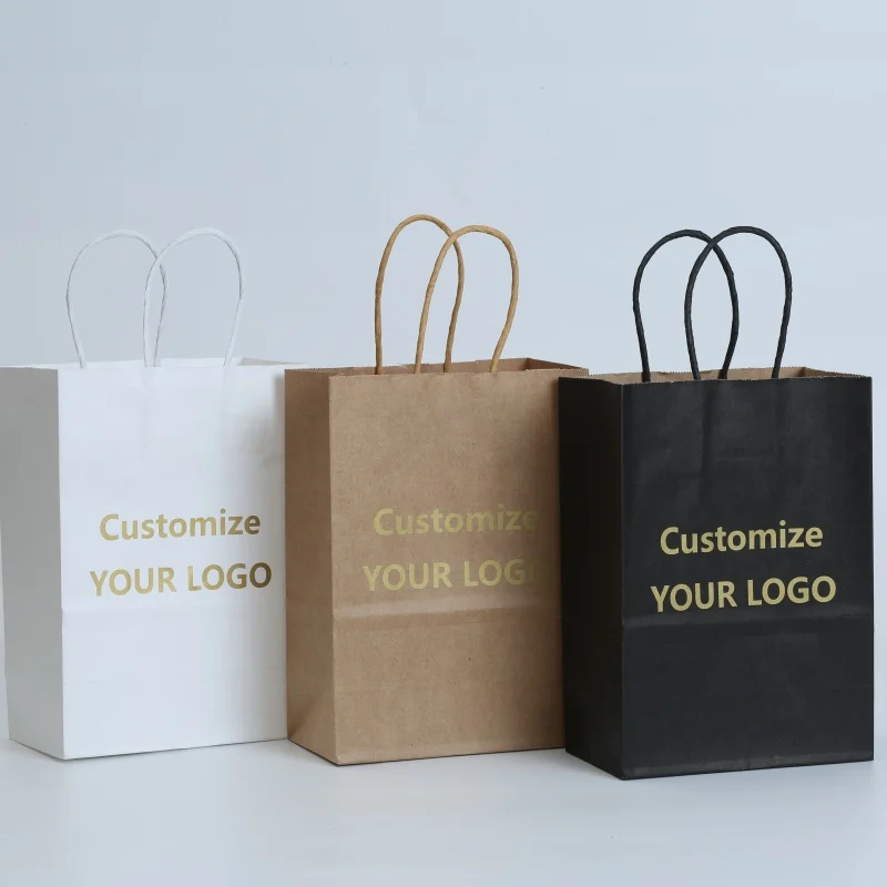 20pcs Custom Logo Kraft Paper Bag Gift Wrapping Bags Recyclable Paper Shopping Packaging Eco Friendly for Retail Store Boutique Bakery Sac Papier Emballage Bolsa Papel Regalo Tasche Einkauf كيس ورقي قابل لإعادة التدوير ショッピングバッグ 쇼핑 포장 가방 2