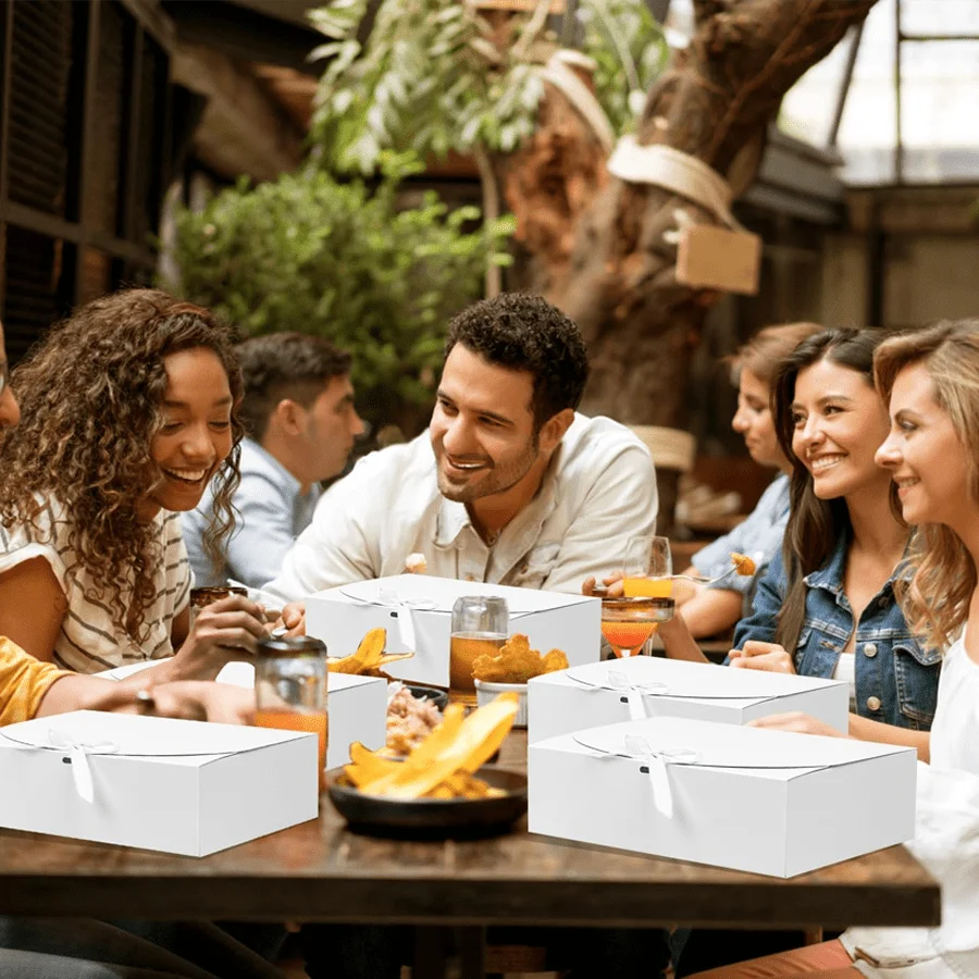 10 PCS Gift Boxes with Lids, 27208cm White & Black Paper Gift Boxes with Ribbon, Luxury Bridesmaid Proposal Boxes for Weddings, Birthdays, Special Occasions, Gift Wrapping Packaging 2