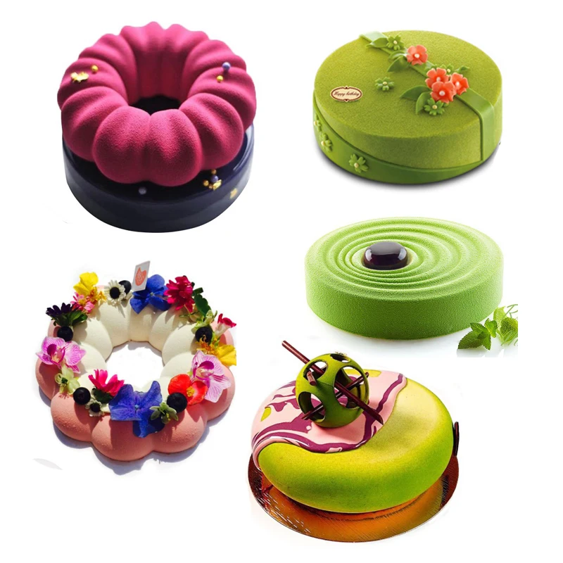 Round Corrugated Big Flower Mousse Cake Mold Taiji Design Silicone Mold for DIY Chocolate, Pudding, French Desserts, and Baking, Flexible Non-Stick Pastry Tool for Creative Home Baking and Party Treats