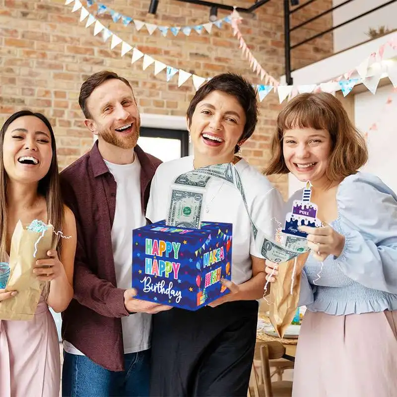 Birthday Cash Surprise Gift Box – Creative Money Holder with Pull-Out “Happy Birthday” Card, Fun Money Gift Idea for Kids, Teens, and Adults, Unique Celebration Present for Parties and Special Events