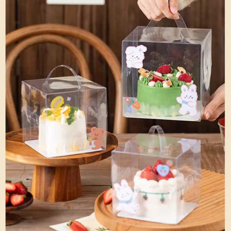 2/3/4/5/6 Inch Clear Cake Bakery Boxes with Handle, Portable Gift Display Boxes for Desserts, Mousse, Cupcakes, Pastries, Birthday, Wedding, Holiday Cake Packaging, Party Dessert Holder, Bakery Gift Packaging Supplies - 图片 2