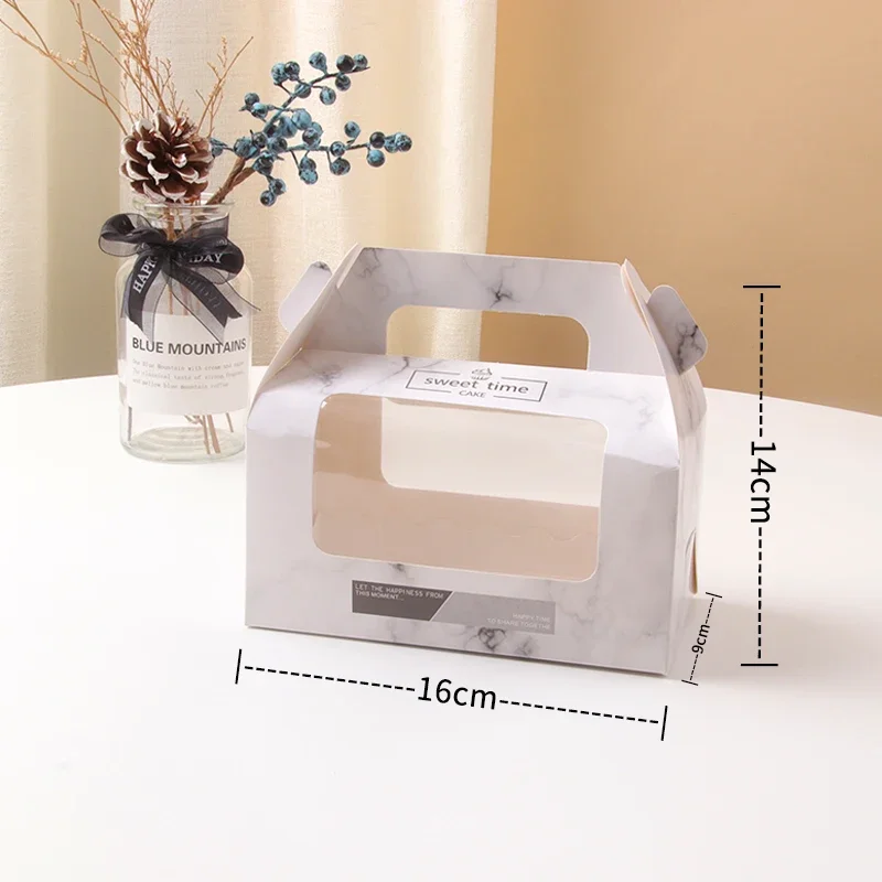 10/20 Sets White Handheld Transparent Cake Boxes, Paper & PET Long Fold Drawer Cake Roll, Dim Sum, Mousse Cake Packaging Box, Gift Packaging for Desserts and Pastries - 图片 9
