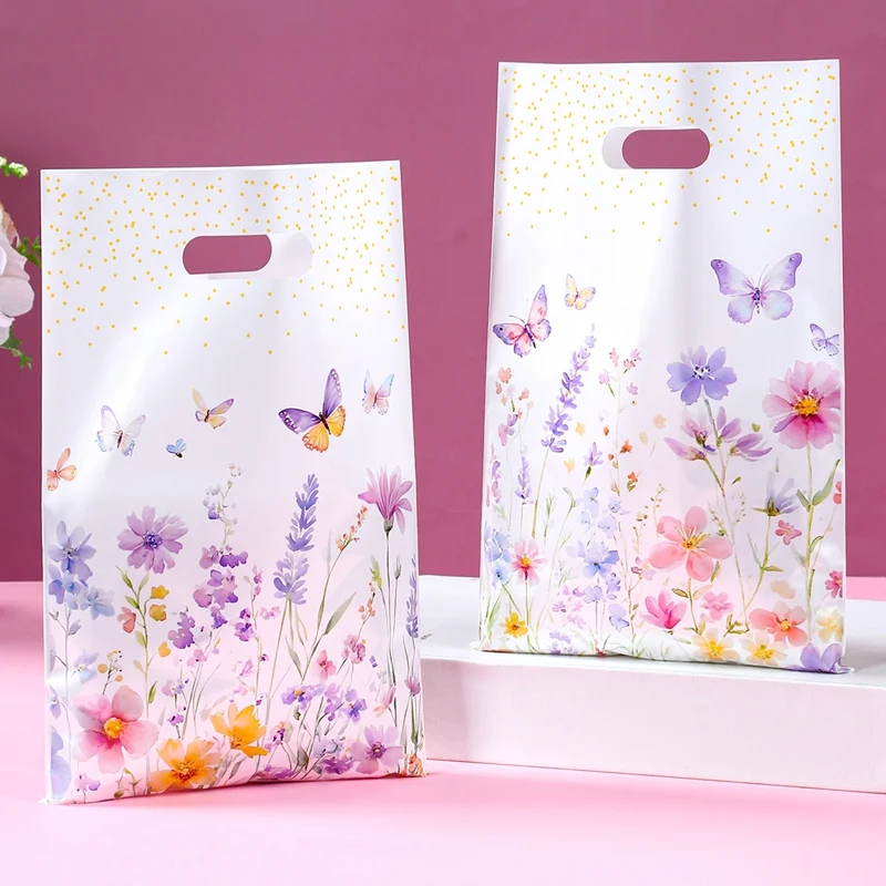 10/25/50pcs Wildflower Themed Handbag Candy Bags, Spring Floral Birthday Party Gift Packaging Bags for Baby Shower, Wedding, and Girl Party Supplies 6