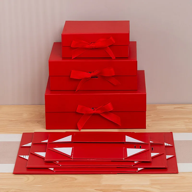 Cardboard White Black Gift Package Box Large Corrugated 3-Layer Magnetic Closure Folding Box Luxury Blank Carton for Packaging Wedding Party Favors, Birthday, Anniversary, Bridesmaid, Groomsman Gifts - 图片 10