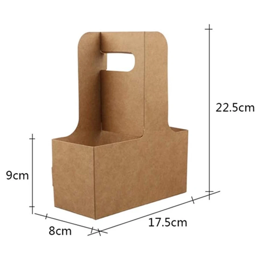 10/20Pcs Kraft Paper Take Out Bags for Flower Coffee Drinks with 2 Cup Holders, Two-in-One Assembly Converts to 4 Cup Holders, INS Popular Beverage Carrying Bags for Party Café Event Accessories - 图片 6