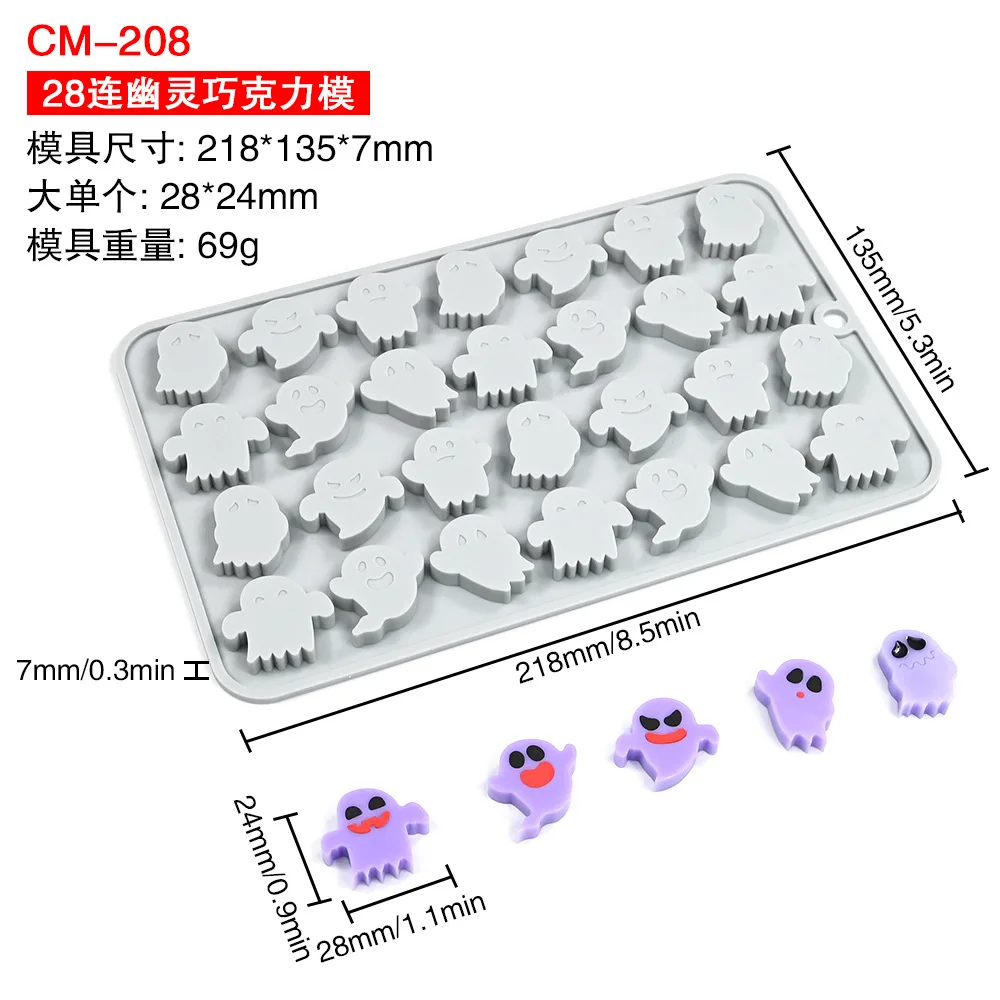 Halloween Silicone Chocolate Mold with Skull, Pumpkin, Witch, and Ghost Shapes for Fudge, Cake, Candy, and Dessert Decorating, Non-Stick Flexible Baking Tool for Home and Party Holiday Treats Halloween Silicone Chocolate Mold with Skull, Pumpkin, Witch, and Ghost Shapes for Fudge, Cake, Candy, and Dessert Decorating, Non-Stick Flexible Baking Tool for Home and Party Holiday Treats