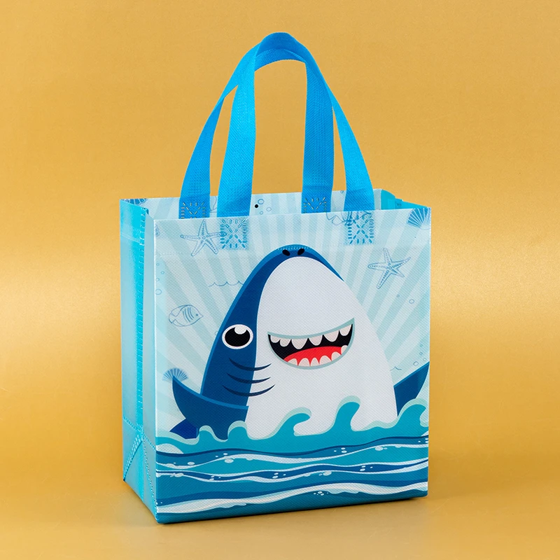 12/24Pcs Shark Theme Candy Boxes Favor Cookie Gift Bags with Stickers for Kids Ocean Animal Birthday Party Decorations Baby Shower Supplies DIY Treat Packaging Accessories 1