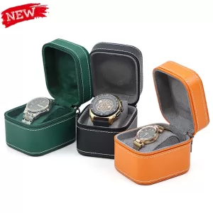Travel Watch Case | PU Leather Watch Travel Case with Zipper, Portable Watch Box Organizer and Storage Holder for Men and Women, Jewelry Series Display Case, Protective Luxury Watch Gift Box for Travel and Home