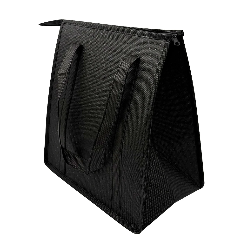 1pc Thermal Insulated Cooler Bag Textured Non-Woven Fabric with Front Pocket and Zipper Closure, Portable Lunch Tote for Camping, Picnic, Travel, Outdoor Food and Drink Storage