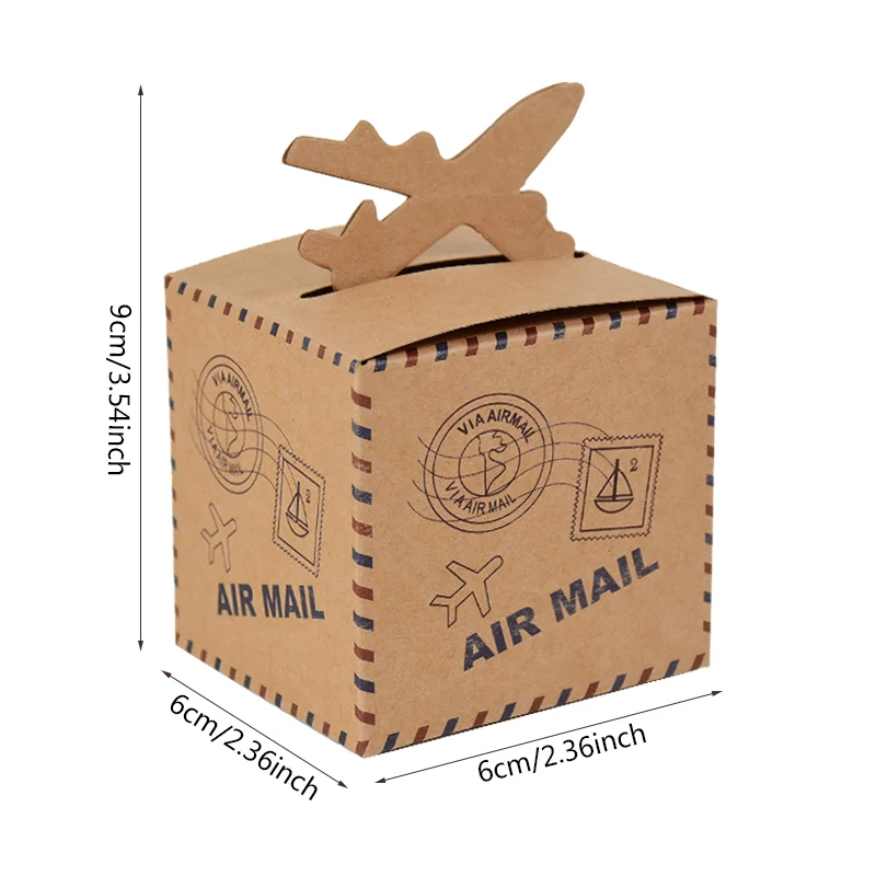 10P Mini Suitcase Candy Boxes with Rope Travel Theme Stamp Decor Kraft Paper Drawable Boxes for Wedding Birthday Gift Packaging DIY Party Favor Travel-Themed Supplies - 图片 8