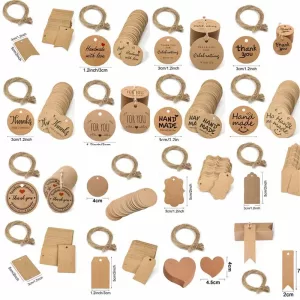 100PCS "Thank You for Celebrating With Us" Hang Tags – Handmade Label Gift Decoration, Blank Price Tags with 20M String for Weddings, Parties, and Special Occasions