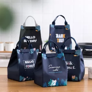 Forest Style Lunch Box Bag – Oxford Cloth Canvas Insulated Thermal Cooler with Thickened Aluminum Foil Lining, Large Portable Reusable Food Storage Bag for Students, Office Workers, and Daily Lunch