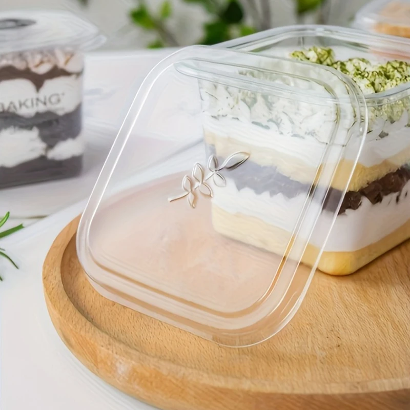 10/25/50 Pcs Transparent Cake Boxes, Disposable Plastic Tiramisu Dessert Cups, Bowls, Containers with Lids, Perfect for Salad, Cupcakes, Cakes, Gift Packaging, Party and Catering Use 7