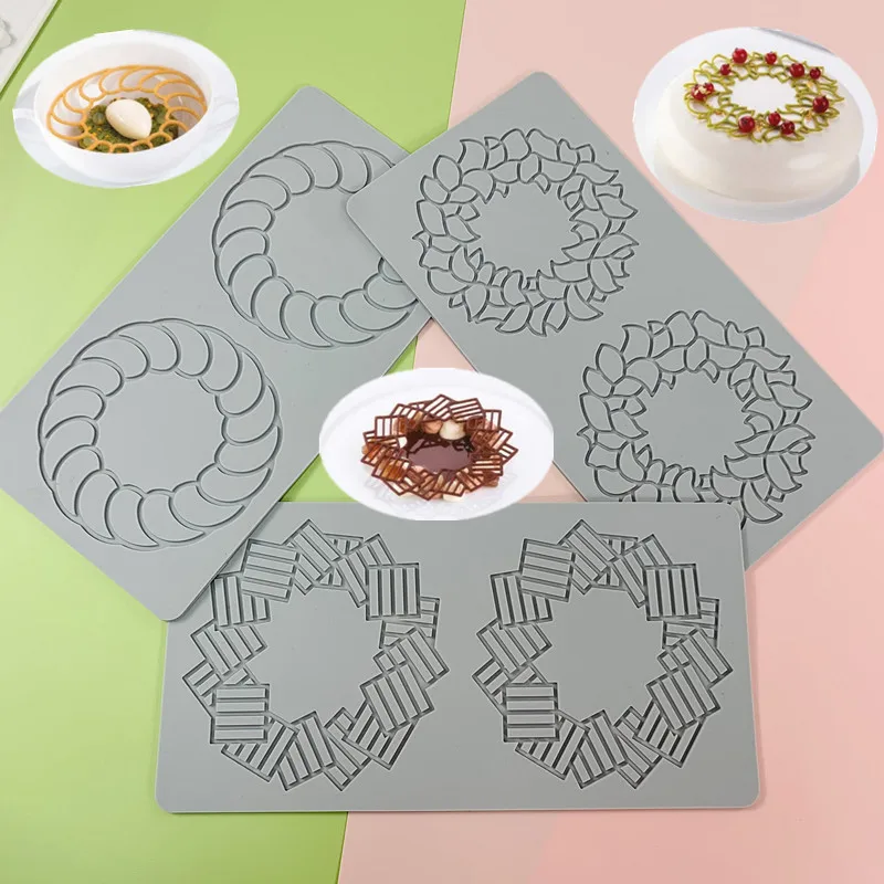 Leaf Flower Wreath Lace Silicone Mold Fondant Cake Sugarcraft Mould Chocolate Candy Dessert Tray Decoration Tools Pastry Baking Supplies Cupcake Topper Resin Soap Wax Melt DIY Craft Accessories - 图片 3