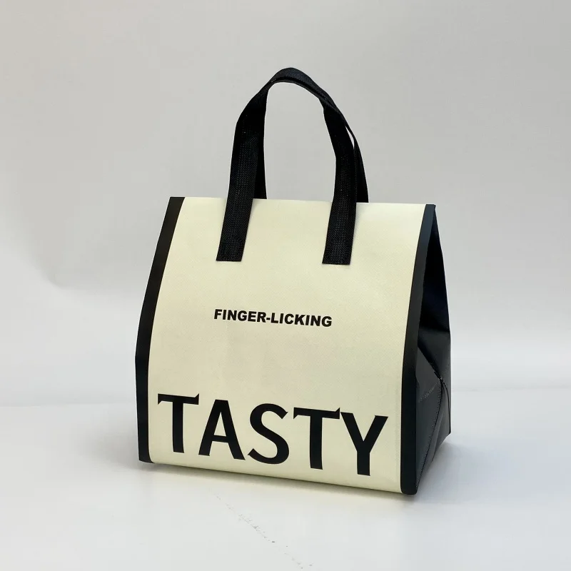 10pcs Non-Woven Insulated Tote Bags – Portable Reusable Fabric Pouches for Food, Cake, Drinks, and Snacks, Thermal Carrier Keeps Hot or Cold, Perfect for Delivery, Picnic, Grocery, Work, School - 图片 9