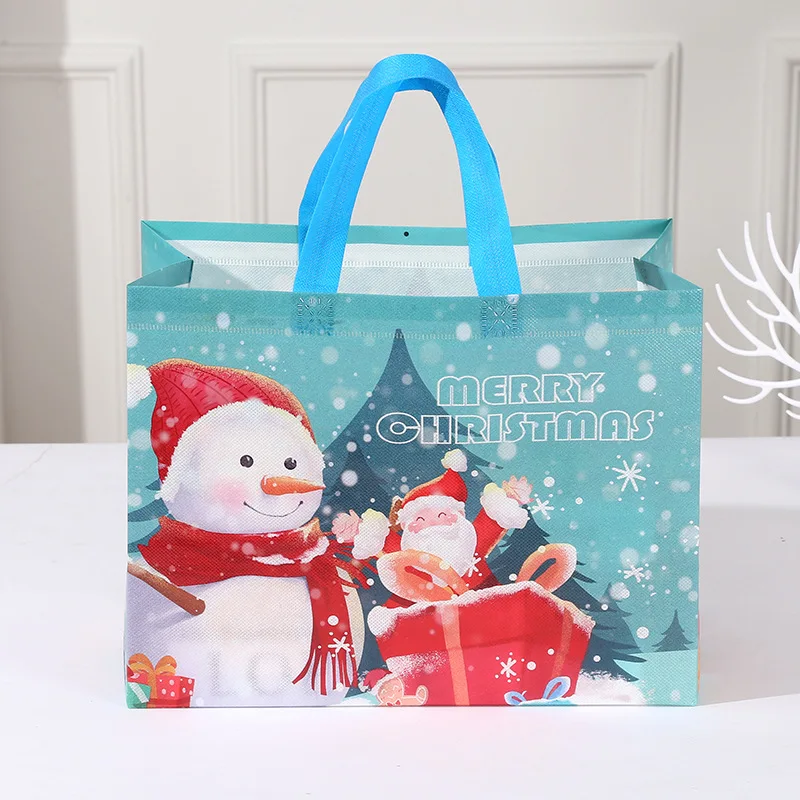 New Plaid Christmas Candy Gift Bags | Cute Santa Claus & Snowman Pattern Non-Woven Handbag | Waterproof Reusable Holiday Gift Packaging Tote for Xmas Party Supplies Decorations - 图片 31