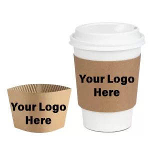 Personalized Coffee Cup Sleeves Disposable Brown Kraft Heat-Insulated Cup Covers Custom for Hot and Iced Drinks Wedding Cafe Party Beverage Accessories DIY Drink Holder Supplies