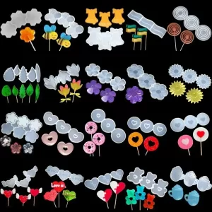 Leaf Flower Heart Bear Shape Silicone Lollipop Mold Round Chocolate Candy Cheese Baking Mould Fondant Cake Decorating Tools Dessert Cupcake Topper Tray Kitchen Pastry DIY Baking Accessories