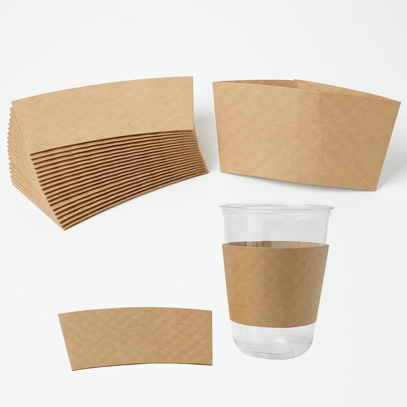 50/100Pcs Brown Coffee Cup Sleeves Kraft Corrugated Paper Heat Insulation Cardboard Holder Disposable Cup Covers for Hot Drinks Tea Coffee Beverage Shop Takeaway Party Accessories - 图片 4