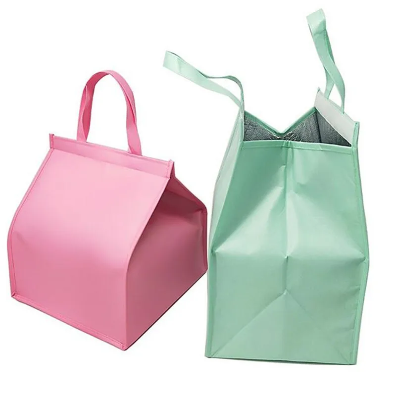 1Pc Silver Insulated Thermal Cooler Bag – Large Square Aluminum Foil Lunch Tote for Cakes, Sandwiches, Drinks, Coffee, and Fresh Food Storage, Portable Reusable Cooler Bag for Office, Picnic, and Delivery