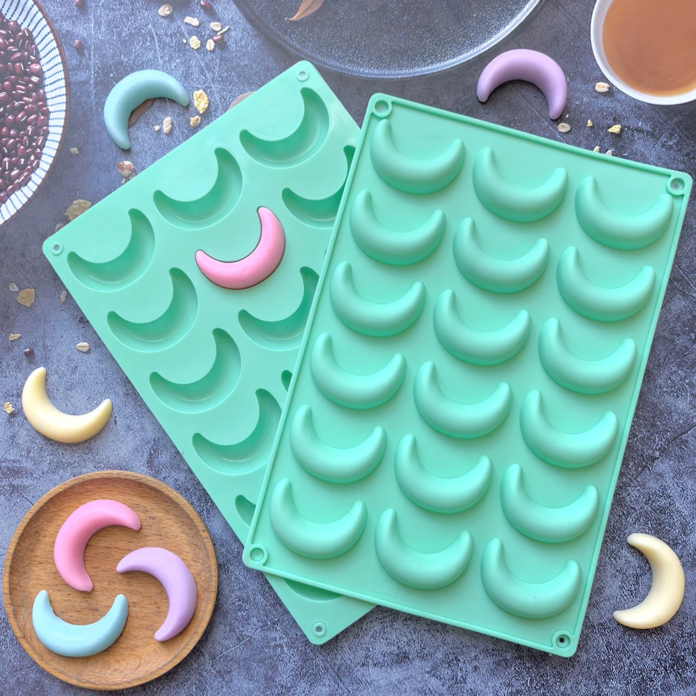 18-Hole Moon Shaped Silicone Mold for Baking Chocolate, Cookies, Pudding, Candy, and Ice Cubes, Non-Stick Flexible Food-Grade Mold for DIY Chocolate, Candy Making, Dessert Decoration, and Creative Baking 18-Hole Moon Shaped Silicone Mold for Baking Chocolate, Cookies, Pudding, Candy, and Ice Cubes, Non-Stick Flexible Food-Grade Mold for DIY Chocolate, Candy Making, Dessert Decoration, and Creative Baking