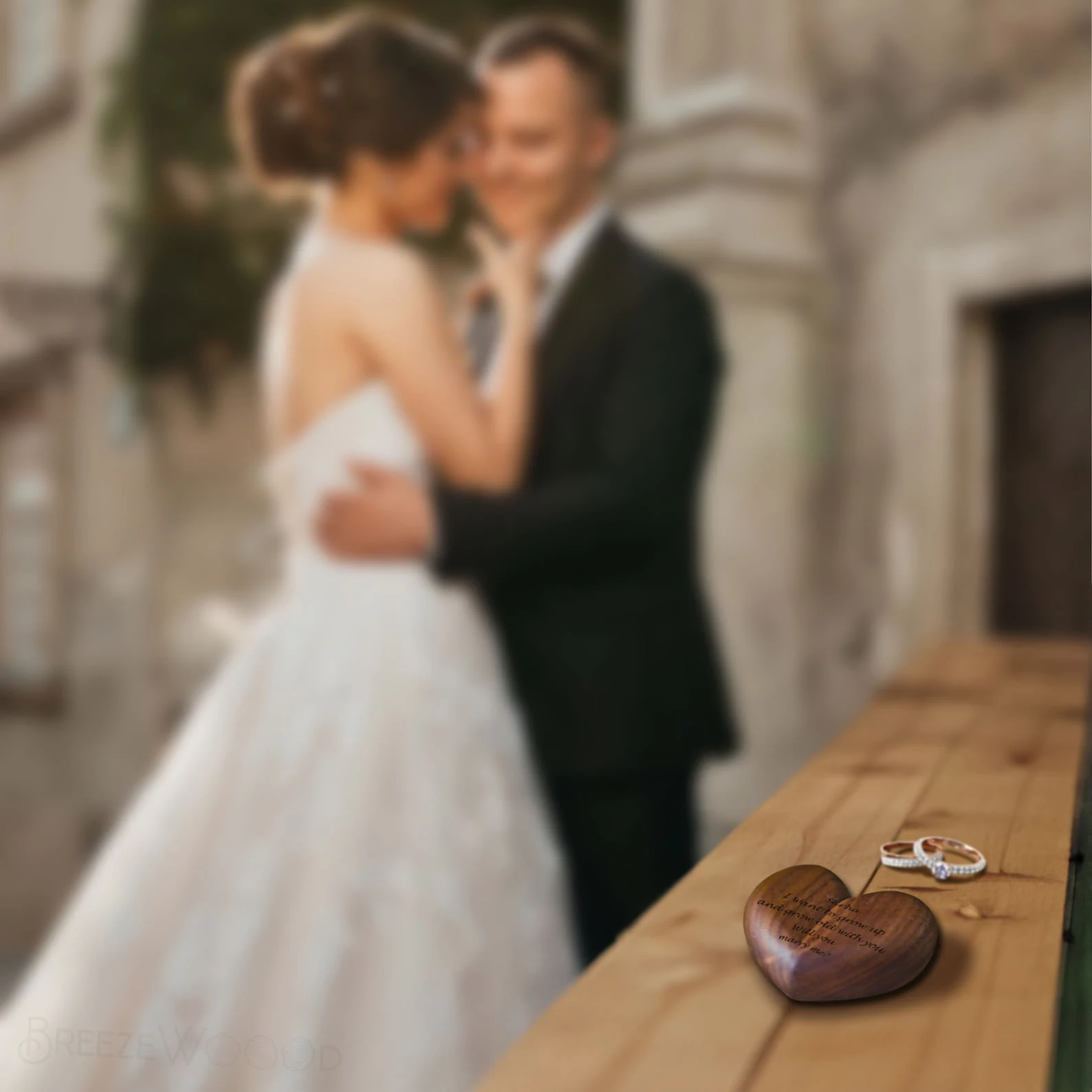 Handmade Heart-Shaped Wooden Ring Box with Velvet Interior and Custom Engraving – Romantic Jewelry Packaging Case for Proposal, Engagement, Wedding Day Gift, and Keepsake Presentation 4