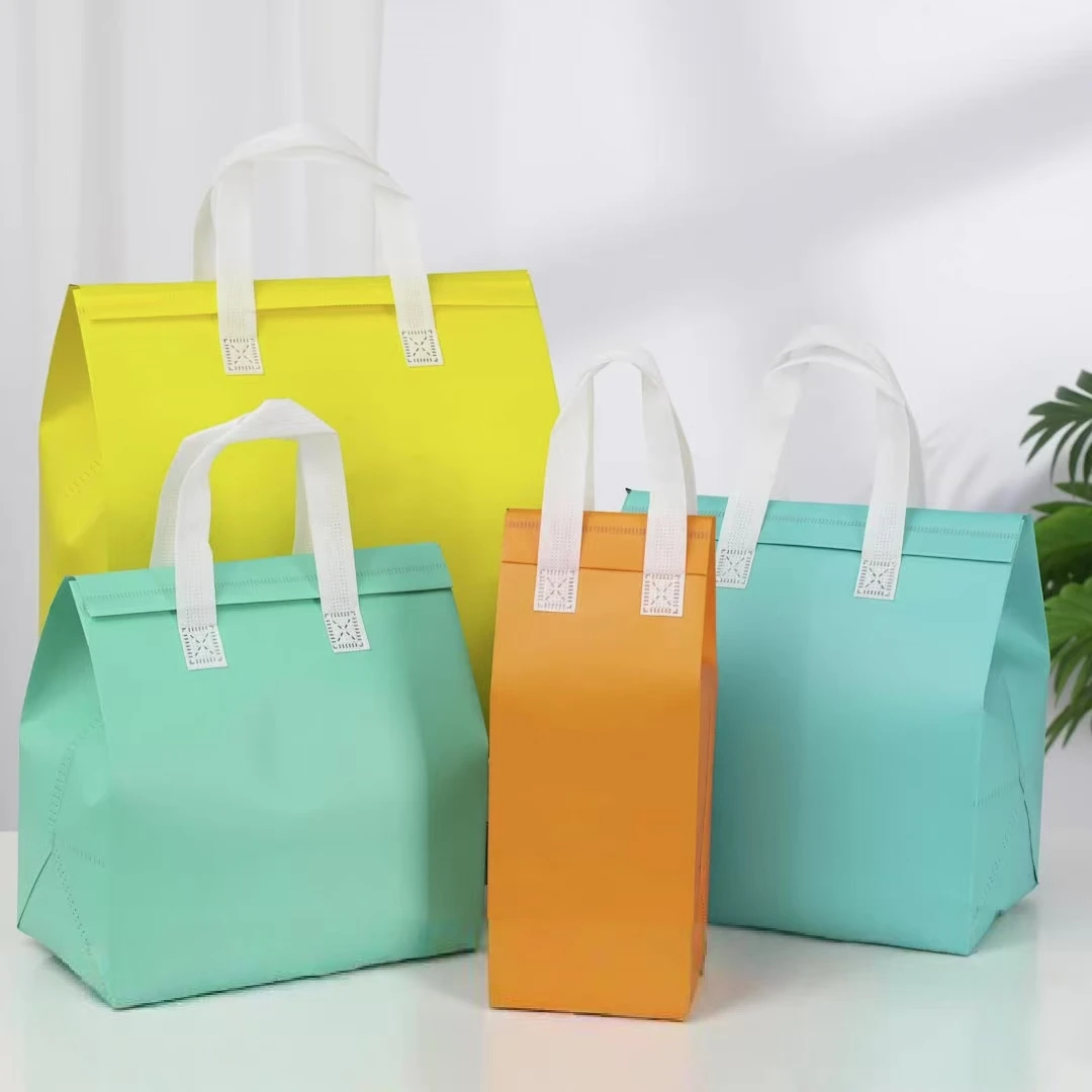 Non-Woven Tote Bag with Custom Logo, Portable Food and Drink Carrier, Insulated Lunch Bag for Cakes and Meals, Thermal Delivery Pouch to Keep Food Hot or Cold, Reusable Takeaway Bag with Handle - 图片 2