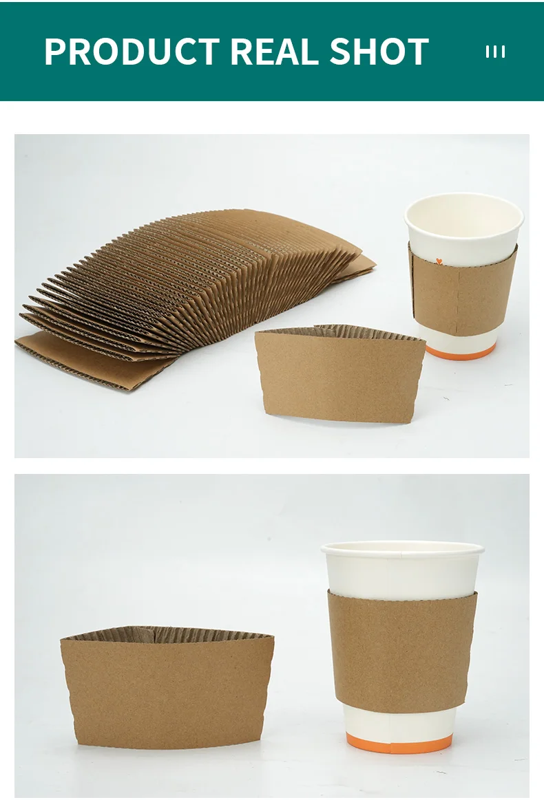 50/100Pcs Brown Coffee Cup Sleeves Kraft Corrugated Paper Heat Insulation Cardboard Holder Disposable Cup Covers for Hot Drinks Tea Coffee Beverage Shop Takeaway Party Accessories