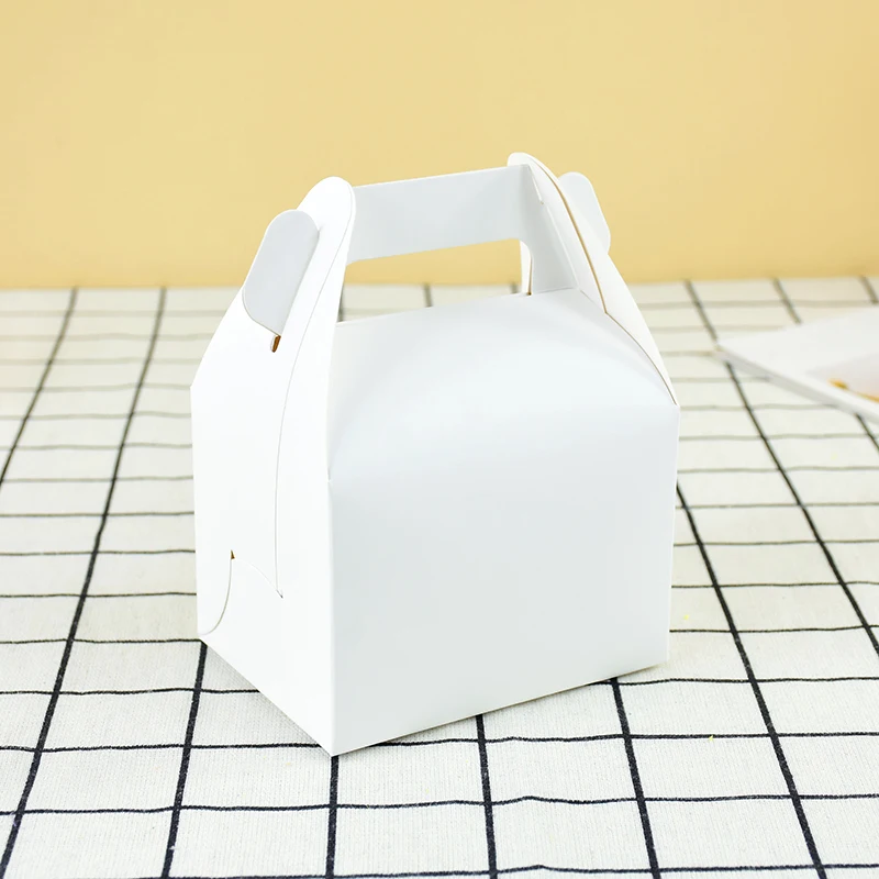 5/10Pcs Brown and White Kraft Paper Cake Boxes with Handle, Portable Gift Boxes for Cakes, Desserts, Mousse, Cupcakes, Birthday, Wedding, Party, Bakery Packaging, Pastries, DIY Gift Wrapping, Portable Cake Carrier 1