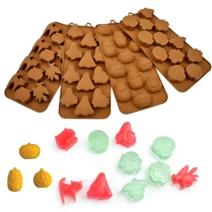 Halloween Silicone Cake Mold, Pumpkin Skull Bat Tombstone Ghost Spider Witch Shape Chocolate Mould, Non-Stick Baking Mold for Cookies, Candy, Jelly, Desserts, Party Decorations