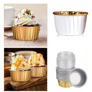 Disposable Aluminum Foil Tart Pans with Lids, Mini Pie Cupcake Baking Molds, Oven & Freezer Safe, Durable Round Foil Containers for Muffins, Cheesecake, Pastry, Takeout, Catering, Kitchen Party Supplies