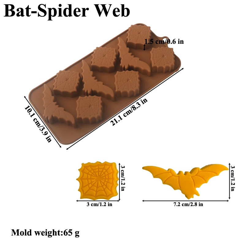 Halloween Silicone Cake Mold, Pumpkin Skull Bat Tombstone Ghost Spider Witch Shape Chocolate Mould, Non-Stick Baking Mold for Cookies, Candy, Jelly, Desserts, Party Decorations