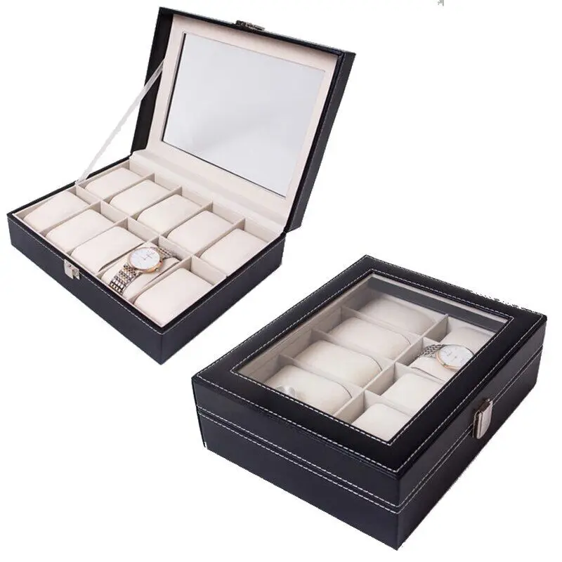 Multiple Slots Luxurious PU Watch Box 2/3/4/5/6 Grids Jewelry Ring Earrings Organizer For Men And Women - 图片 5