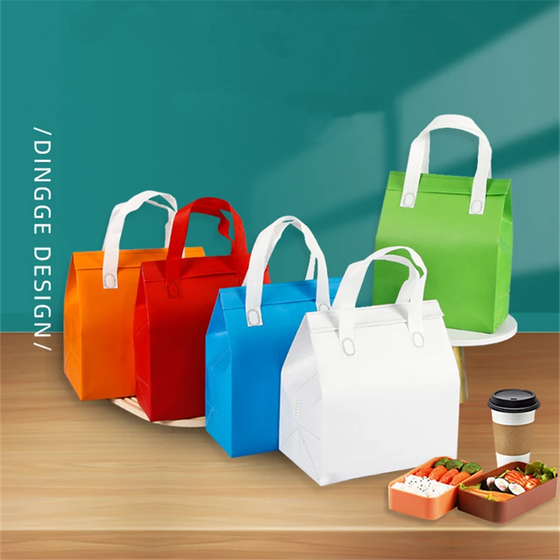 Waterproof Takeaway Thermal Insulated Bag – Reusable Cooler Tote for Food and Beverage Delivery, Ice Pack Compatible, Square Lunch Bag for Picnic, Restaurant, Work, School, Portable Meal Storage Carrier