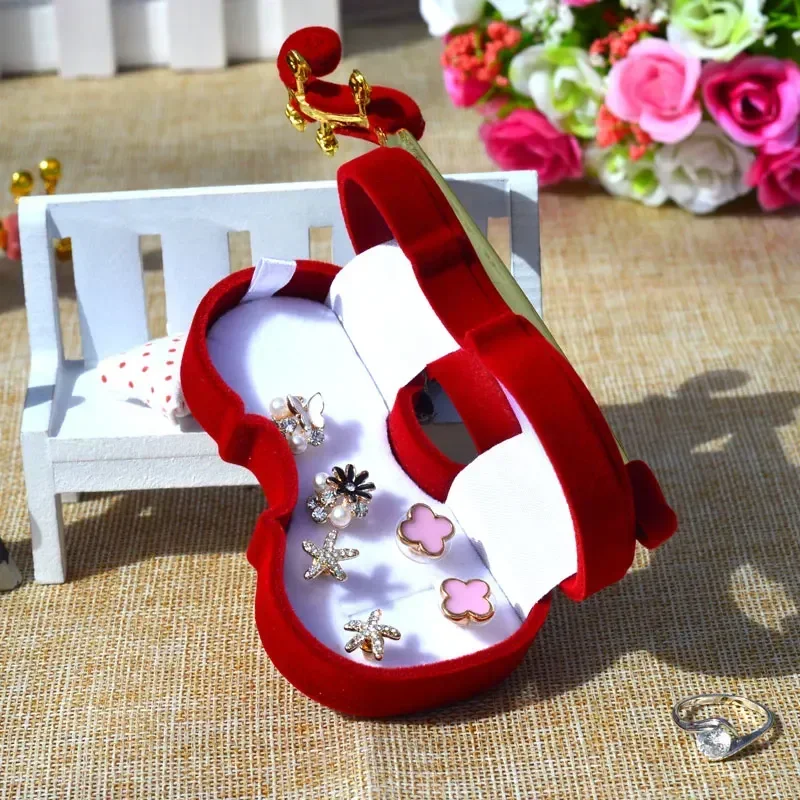 Velvet Violin Jewelry Gift Box – Elegant Musical Instrument Shaped Organizer for Rings, Earrings, Necklaces, Trinkets, Proposal Engagement Wedding Jewelry Display and Keepsake Storage Case - 图片 6
