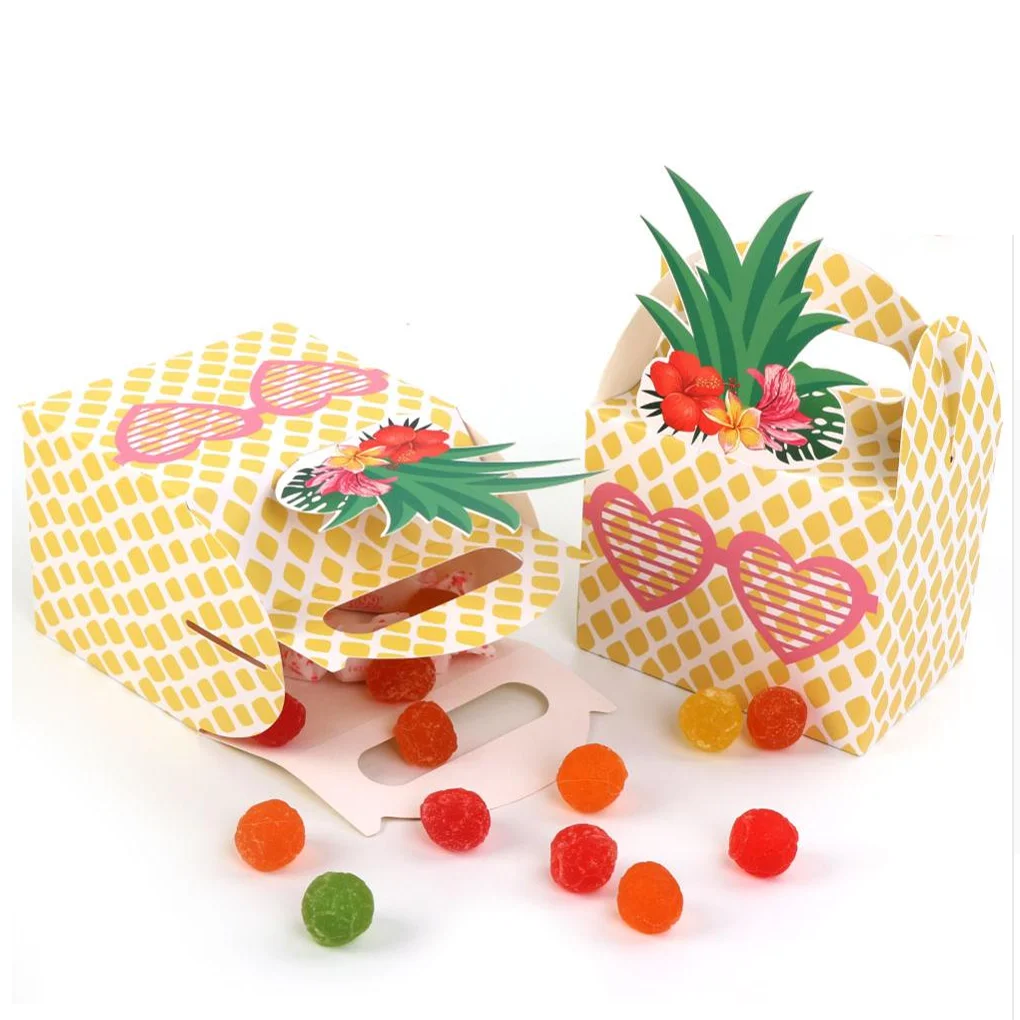 24Pcs Pineapple Favor Candy Gift Boxes for Hawaiian Tropical Party Luau BBQ Fruit Party Summer Beach Wedding Party Supplies DIY Treat Packaging Decorative Accessories for Celebration - 图片 3