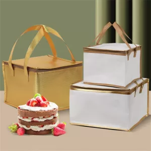6/8/10 Inch Foldable Large Cooler Bag – Portable Insulated Cake and Food Thermal Box with Ice Pack, Waterproof Lunch Bag for Delivery, Picnic, Office, Reusable Food Carrier for Cakes, Meals, Drinks