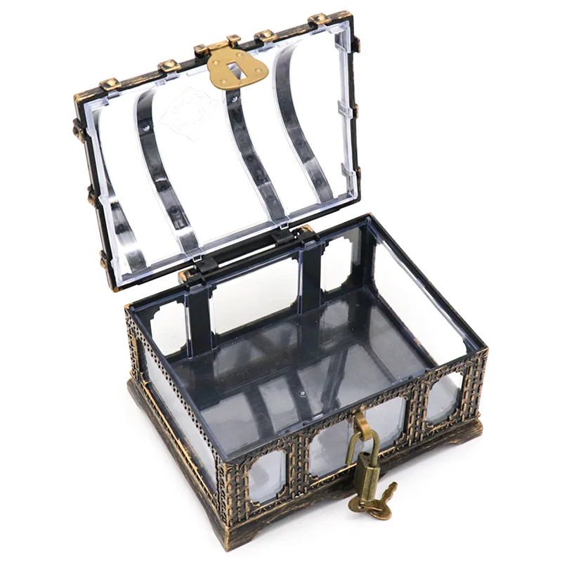 Pirate Treasure Chest with Lock – Transparent Pirate Jewelry Box for Gemstones, Crystals, Rhinestones, and Small Toys, Creative Storage Container for Kids, Crafts, and Decorative Collectibles - 图片 4
