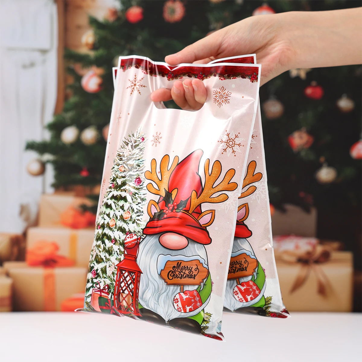 Christmas Snowman Gift Handbag Merry Christmas Decoration for Home 2025 Navidad Natal Snowflake Candy Handy Bag New Year Party Favor Shopping Tote Bolsa Regalo Sac Cadeau ساک هدیه 크리스마스 가방