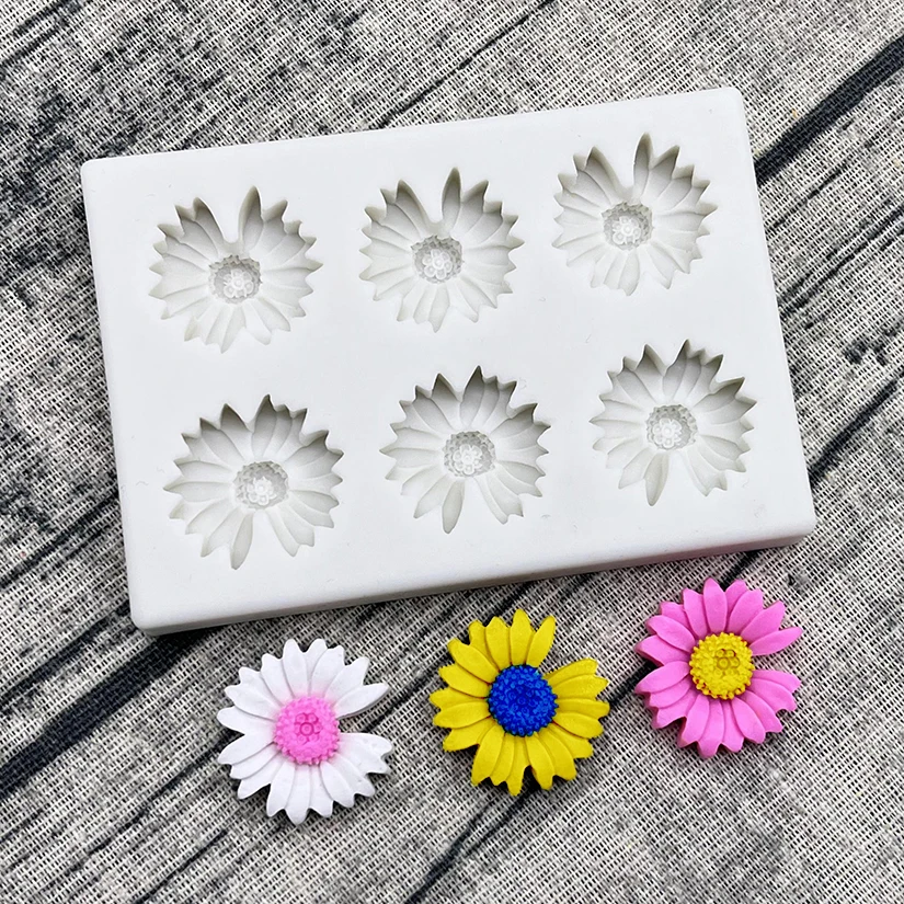 Mini Rose Camellia Daisy Flower Silicone Mold for Sugarcraft Cookie Cupcake Chocolate Baking Fondant Cake Decorating Tools DIY Pastry Dessert Decoration Kitchen Craft Tray