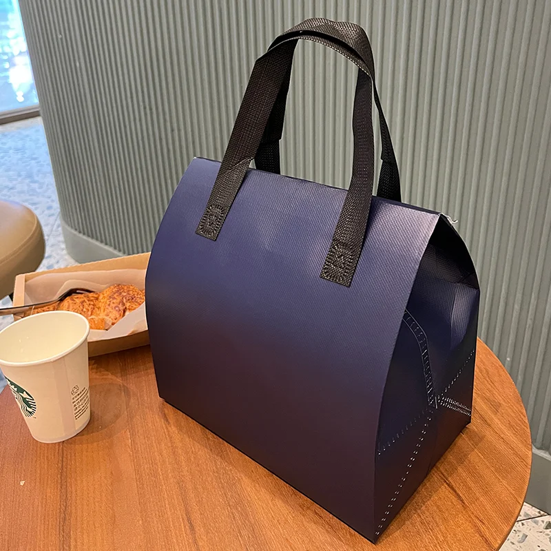 10pcs Grey Non-Woven Insulated Tote Bags – Reusable Portable Pouches for Bread, Food, Bakery, Snacks, Hot or Cold Meals, Delivery, Grocery, Picnic, Thermal Storage Carrier for Work, School, Travel - 图片 21
