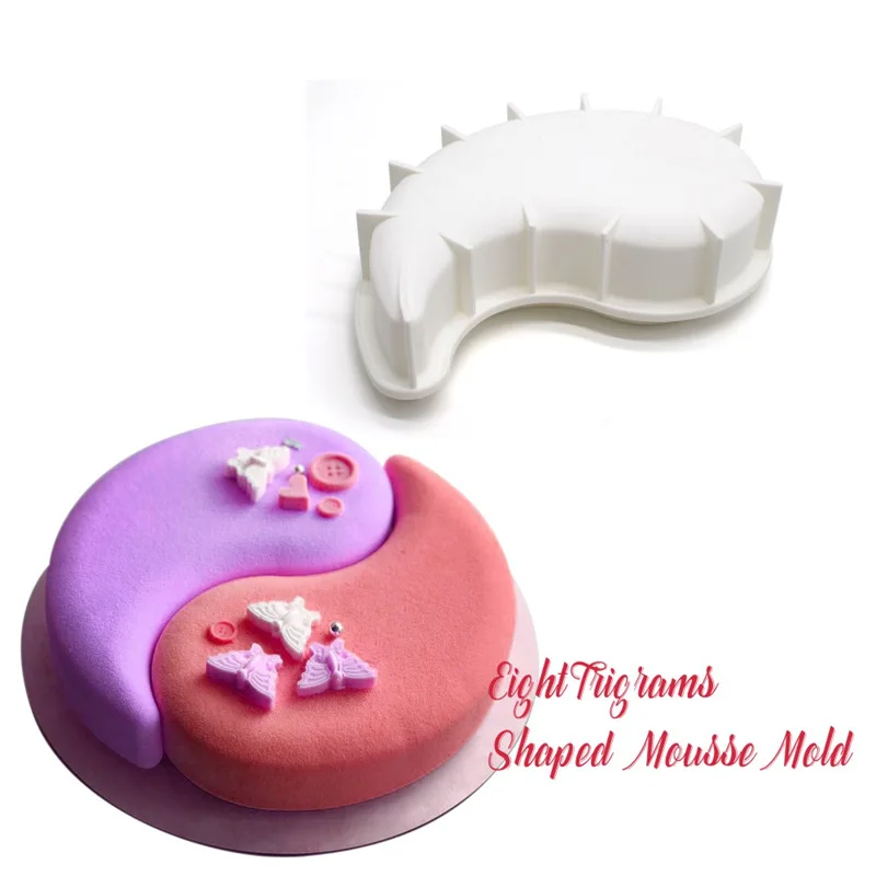 Round Corrugated Big Flower Mousse Cake Mold Taiji Design Silicone Mold for DIY Chocolate, Pudding, French Desserts, and Baking, Flexible Non-Stick Pastry Tool for Creative Home Baking and Party Treats