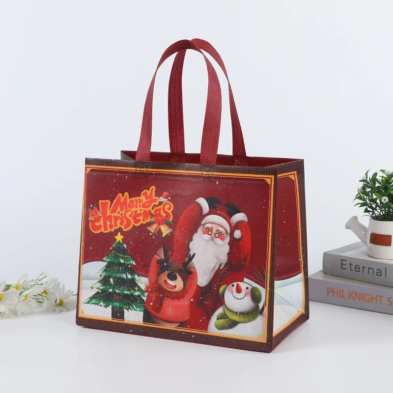 New Plaid Christmas Candy Gift Bags | Cute Santa Claus & Snowman Pattern Non-Woven Handbag | Waterproof Reusable Holiday Gift Packaging Tote for Xmas Party Supplies Decorations - 图片 32